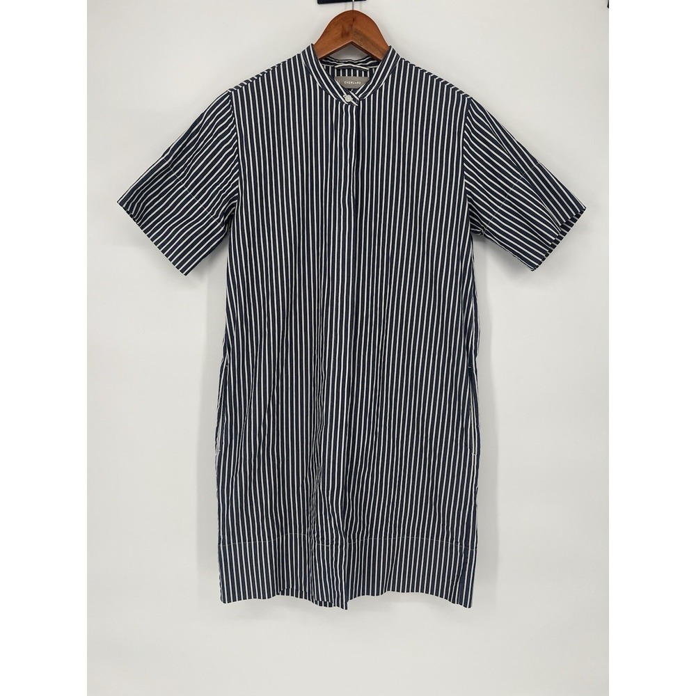 Everlane‎ Womens Blue White Striped Button Down Shirt Dress Size O